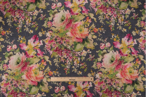 Covington MacBeth Printed Linen Blend Drapery Fabric in 949-Cindersmoke 