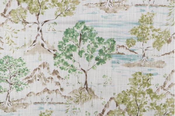 Covington Hikaru Printed Cotton Drapery Fabric in 216-Willow 