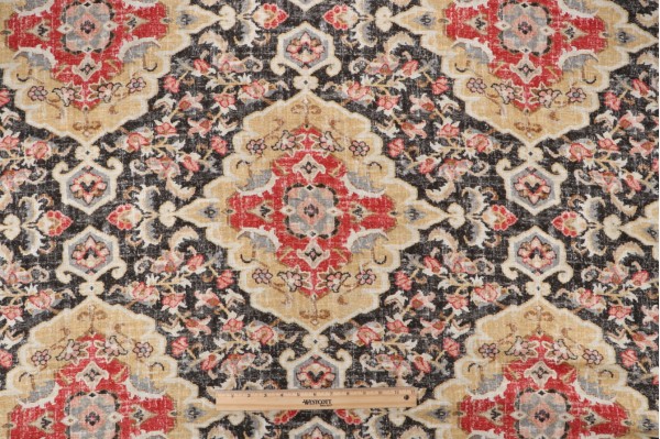 Sample of Covington Jaipur Printed Linen Blend Drapery Fabric in 912-Kohl 