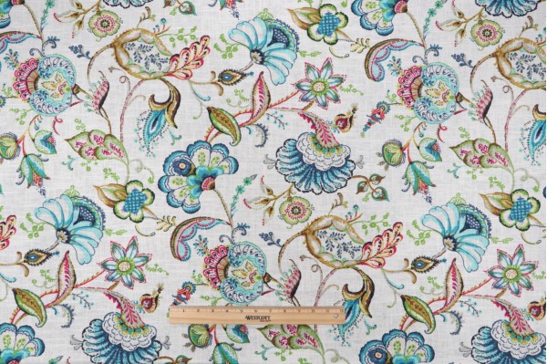 Covington Wedgewood Printed Linen Blend Drapery Fabric in 429-Gemstone 