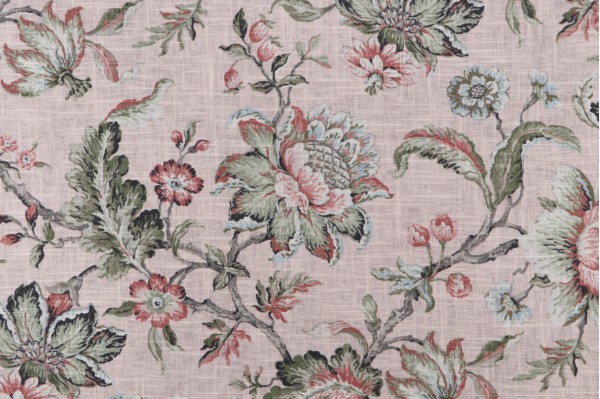 Covington Sturbridge Printed Linen Blend Drapery Fabric in 704-Dusty Rose 