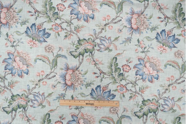 Click for Covington Sturbridge Printed Linen Blend Drapery Fabric in 29-Seafoam  Covington Sturbridge Printed Linen Blend Drapery Fabric in 29-Seafoam