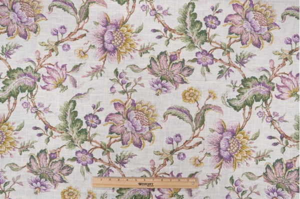 Covington Sturbridge Printed Linen Blend Drapery Fabric in 400-Wisteria 