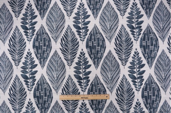 Jennifer Adams Pacifica Printed Cotton Blend Drapery Fabric in 593-Indigo for Covington 