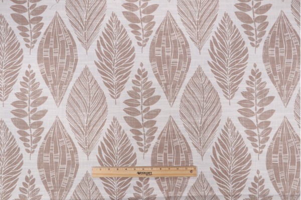Sample of Jennifer Adams Pacifica Printed Cotton Blend Drapery Fabric in 668-Cafe for Covington 