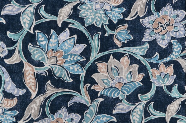 Covington Indra Printed Cotton Blend Drapery Fabric in 55-Navy 