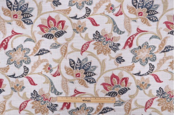 Sample of Covington Indra Printed Cotton Blend Drapery Fabric in 349-Vintage Red 