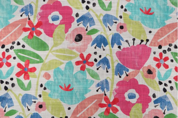 Sample of Covington Emma Printed Cotton Blend Drapery Fabric in 100-Multi 
