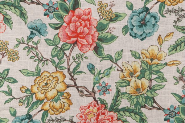Covington Amesbury Printed Linen Blend Drapery Fabric in 888-Spring 