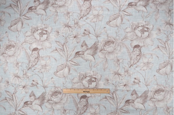 Covington Colibri Printed Linen Blend Drapery Fabric in 506-Vapor 