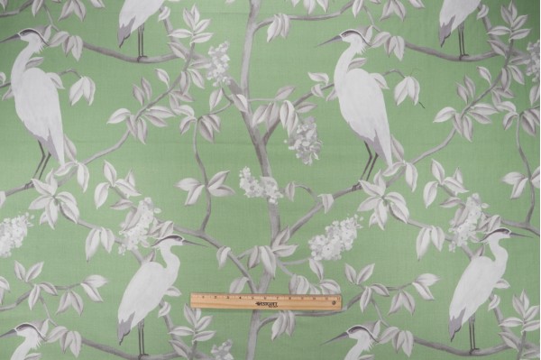 Sample of Covington Heron Printed Cotton Drapery Fabric in 285-Kiwi 