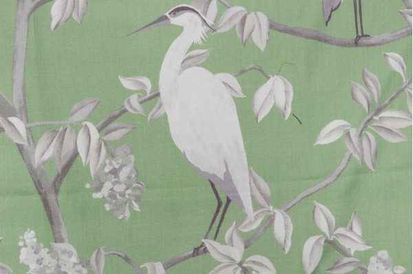 Sample of Covington Heron Printed Cotton Drapery Fabric in 285-Kiwi 