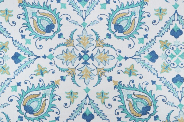 Covington Gabrielle Printed Cotton Drapery Fabric in 24-Seaglass 