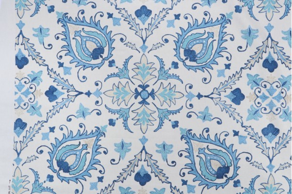 Covington Gabrielle Printed Cotton Drapery Fabric in 517-Wedgewood 