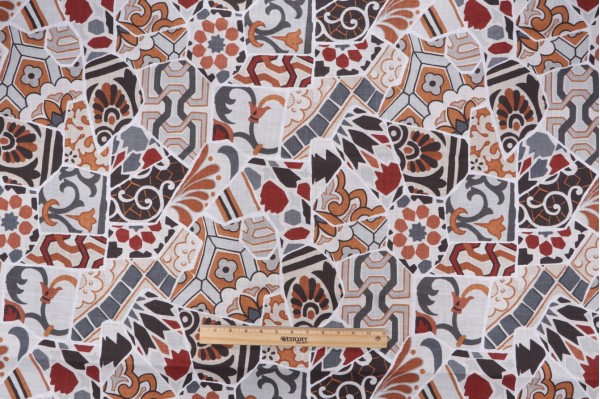 Covington Talavera Printed Cotton Drapery Fabric in 952-Stone 