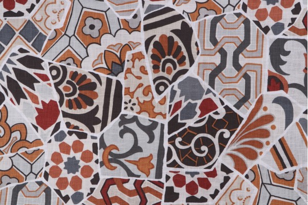 Covington Talavera Printed Cotton Drapery Fabric in 952-Stone 