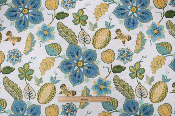 Sample of Hilary Farr Exotica Printed & Embroidered Drapery Fabric in 523-Caribbean for Covington 