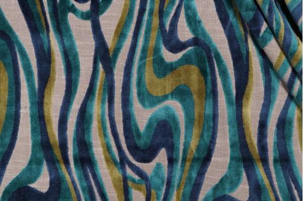 Covington Sway Velvet Upholstery Fabric in 524-Mediterranean Blue 