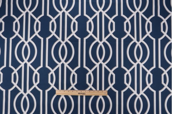 Magnolia Home Deco Printed Cotton Drapery Fabric in Navy 