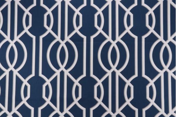 Magnolia Home Deco Printed Cotton Drapery Fabric in Navy 