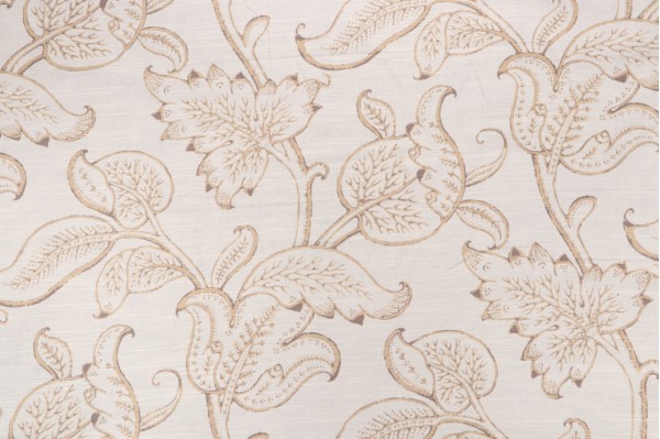 Jay Yang Printed Cotton Drapery Fabric in Beige
