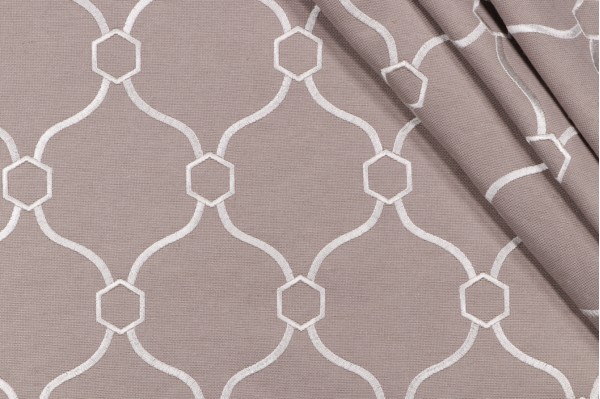 Vera Embroidered Backed Decorator Fabric in Camel