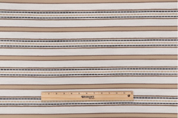 Stripe Woven Upholstery Fabric in Cafe
