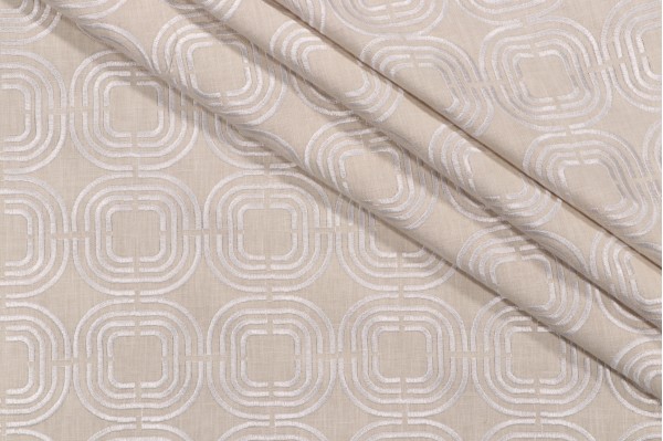 Click for 1 Yards PK Lifestyles Chain Reaction Embroidered Drapery Fabric in Linen PK Lifestyles Chain Reaction Embroidered Drapery Fabric in Linen