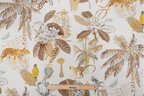 Tommy Bahama Heavenly Kingdom Printed Cotton Drapery Fabric in Linen