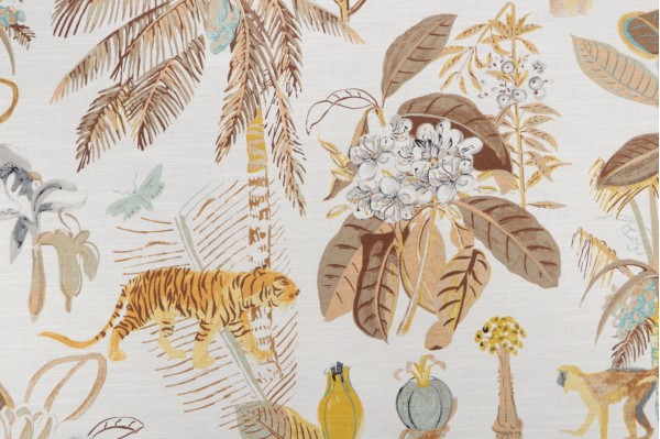 Tommy Bahama Heavenly Kingdom Printed Cotton Drapery Fabric in Linen