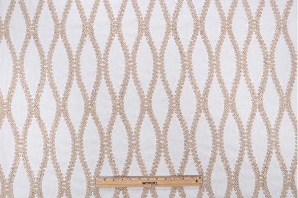 Waverly Blossom Embroidered Drapery Fabric in Twine