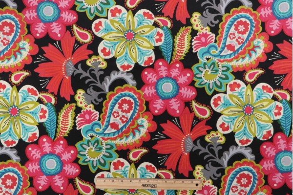 PK Lifestyles Flower Child Printed Polyester Outdoor Fabric in Spectrum