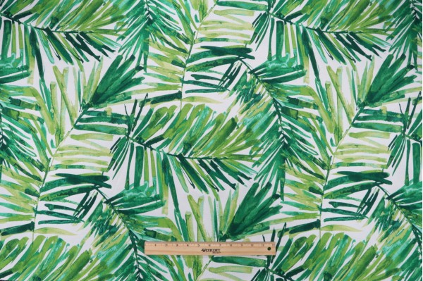 Bryant Fabrics Coastal Palm Printed Polyester Outdoor Fabric in Green Leaf