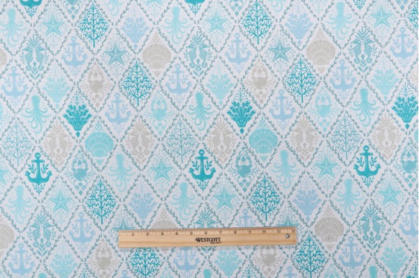 Bryant Fabrics Cloister Printed Polyester Outdoor Fabric in Sea Mist