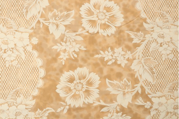 Old World Weavers Lille Flower On Cream Satin Printed Cotton Drapery Fabric in Vellum for Scalamandre