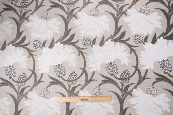 Scalamandre Floral Printed Drapery Fabric in Linen