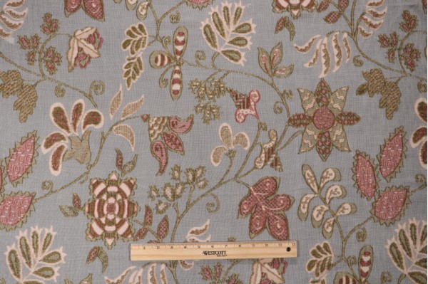 Click for 1.75 Yards Scalamandre Floral Embroidered Sheer Drapery Fabric in Rose Scalamandre Floral Embroidered Sheer Drapery Fabric in Rose