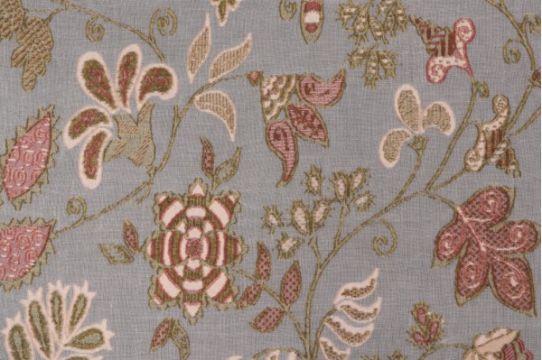 Click for 1.75 Yards Scalamandre Floral Embroidered Sheer Drapery Fabric in Rose Scalamandre Floral Embroidered Sheer Drapery Fabric in Rose