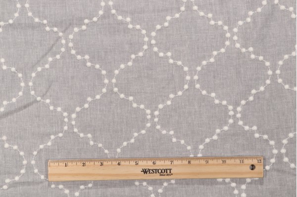 Click for 1.75 Yards Kelly Ripa Home Pearl Drop Embroidered Drapery Fabric in Smoke Kelly Ripa Home Pearl Drop Embroidered Drapery Fabric in Smoke