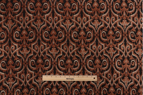 Robert Allen Gated Estate Chenille Tapestry Upholstery Fabric in Dark Copper