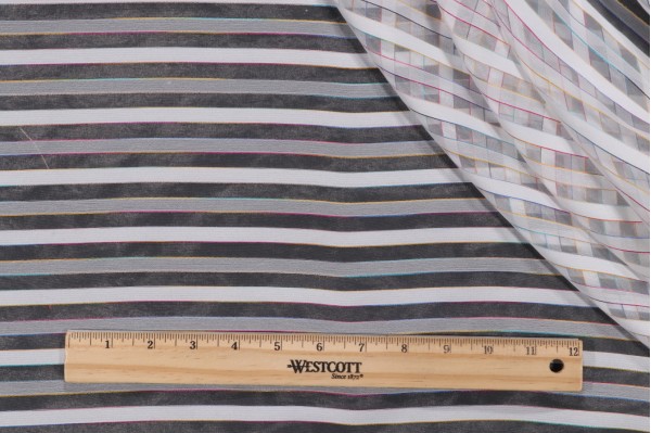 Fonthill Over The Rainbow Sheer Woven Drapery Fabric in Multi/White for Scalamandre
