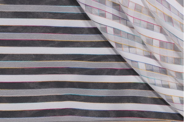 Fonthill Over The Rainbow Sheer Woven Drapery Fabric in Multi/White for Scalamandre