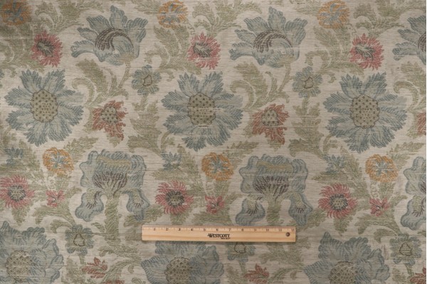 Scalamandre Printed Silk Drapery Fabric in Green/Multi