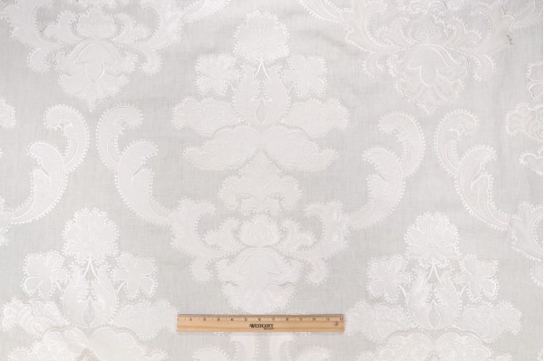 Scalamandre Velvet Embroidered Drapery Fabric in Cloud