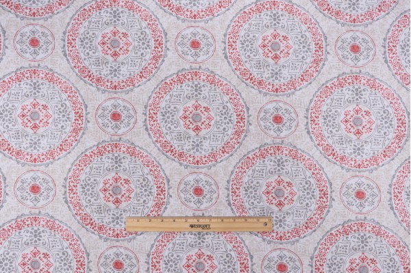 Magnolia Home Bruges Printed Cotton Drapery Fabric in Coral