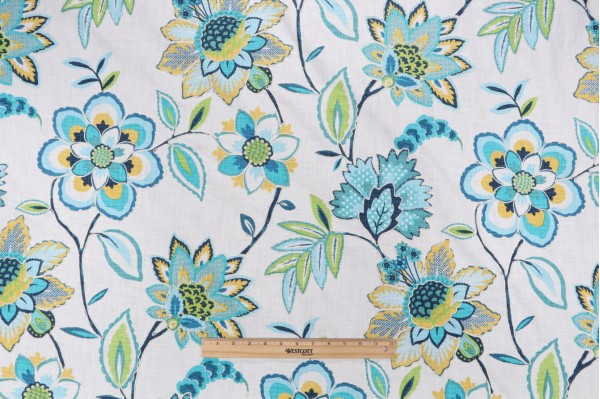Covington Laylani Printed & Embroidered Drapery Fabric in 548-Isle Waters