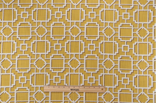 Covington Makura Printed Cotton Drapery Fabric in 805-Curry