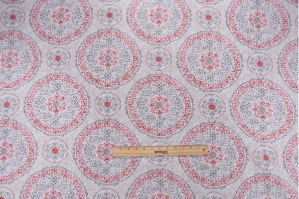 Magnolia Home Bruges Printed Cotton Drapery Fabric in Coral