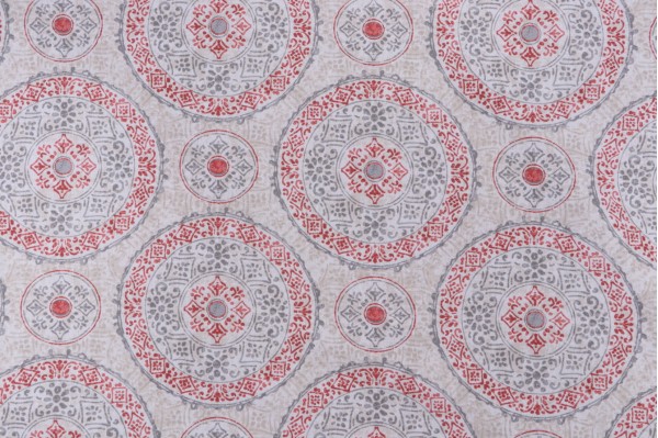 Magnolia Home Bruges Printed Cotton Drapery Fabric in Coral