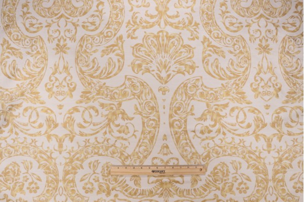 Scalamandre Fabrizia Silk Damask Decorator Fabric in Gold Leaf